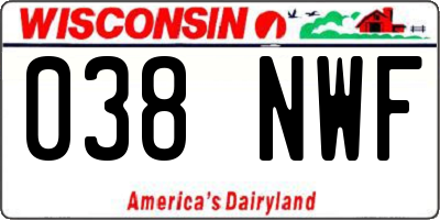 WI license plate 038NWF