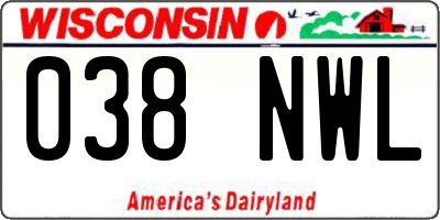 WI license plate 038NWL