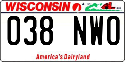 WI license plate 038NWO