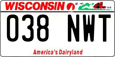 WI license plate 038NWT