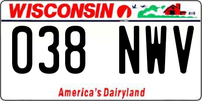 WI license plate 038NWV