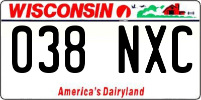 WI license plate 038NXC