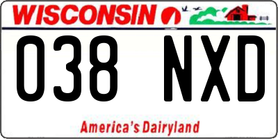 WI license plate 038NXD