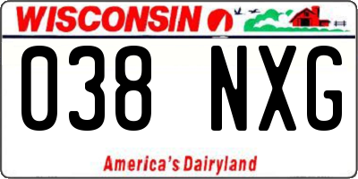 WI license plate 038NXG