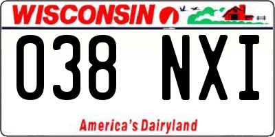 WI license plate 038NXI