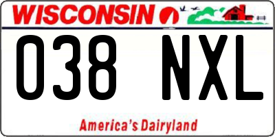 WI license plate 038NXL
