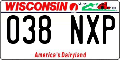 WI license plate 038NXP