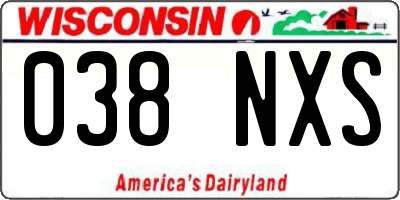 WI license plate 038NXS