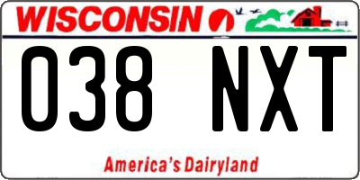 WI license plate 038NXT