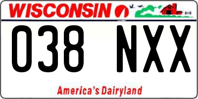 WI license plate 038NXX