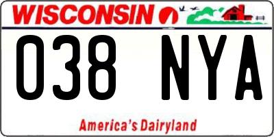 WI license plate 038NYA