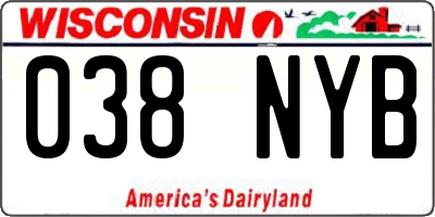 WI license plate 038NYB