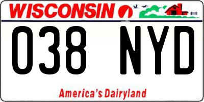 WI license plate 038NYD