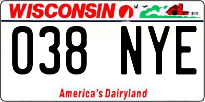 WI license plate 038NYE