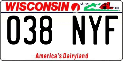 WI license plate 038NYF