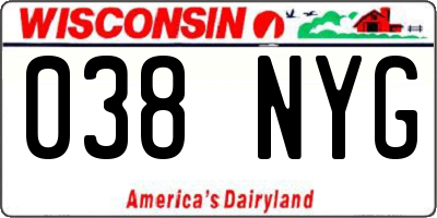 WI license plate 038NYG