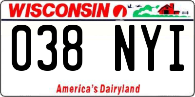 WI license plate 038NYI