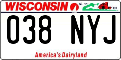 WI license plate 038NYJ