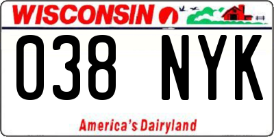 WI license plate 038NYK