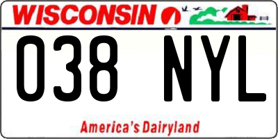 WI license plate 038NYL