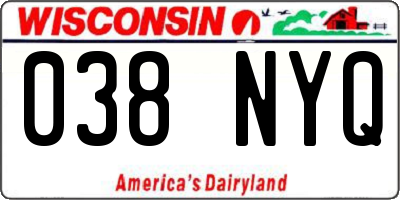 WI license plate 038NYQ