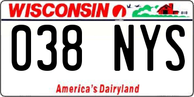 WI license plate 038NYS