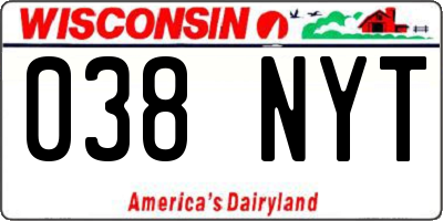WI license plate 038NYT
