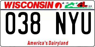 WI license plate 038NYU