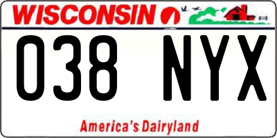 WI license plate 038NYX