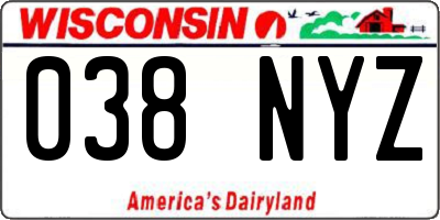 WI license plate 038NYZ