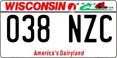 WI license plate 038NZC