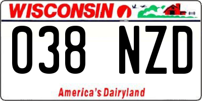 WI license plate 038NZD