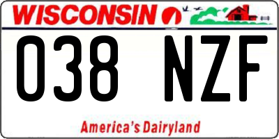 WI license plate 038NZF