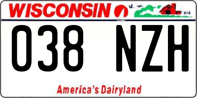 WI license plate 038NZH