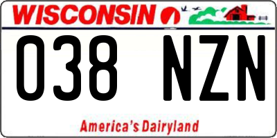WI license plate 038NZN