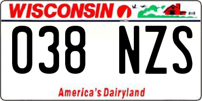 WI license plate 038NZS