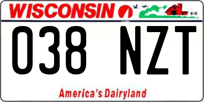 WI license plate 038NZT