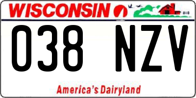 WI license plate 038NZV