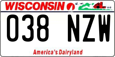 WI license plate 038NZW