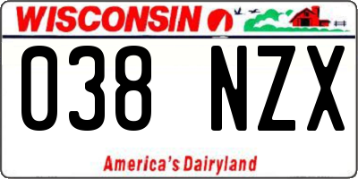 WI license plate 038NZX