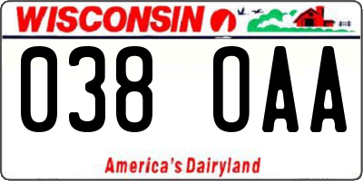 WI license plate 038OAA