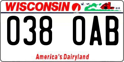 WI license plate 038OAB