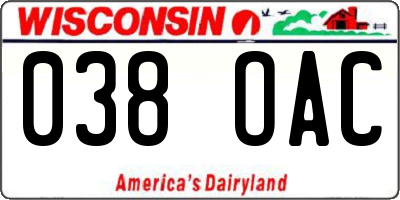 WI license plate 038OAC