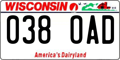 WI license plate 038OAD