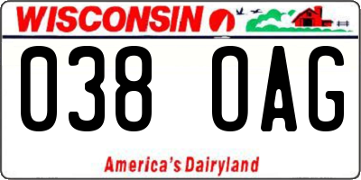 WI license plate 038OAG