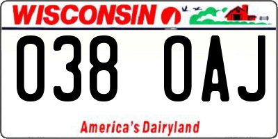 WI license plate 038OAJ