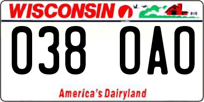 WI license plate 038OAO