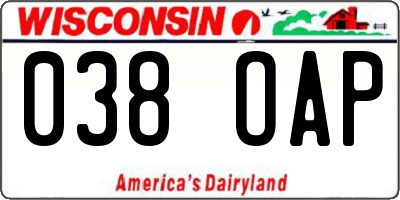 WI license plate 038OAP