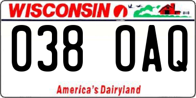 WI license plate 038OAQ