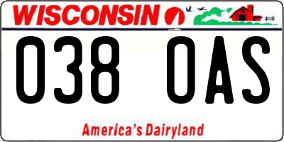 WI license plate 038OAS